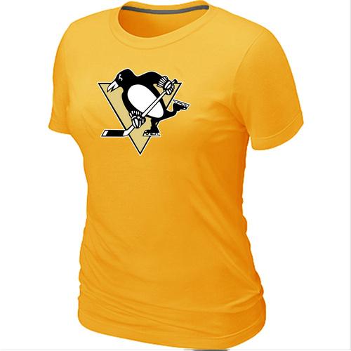 Cheap Women Pittsburgh Penguins Big & Tall Logo Yellow NHL T-Shirt