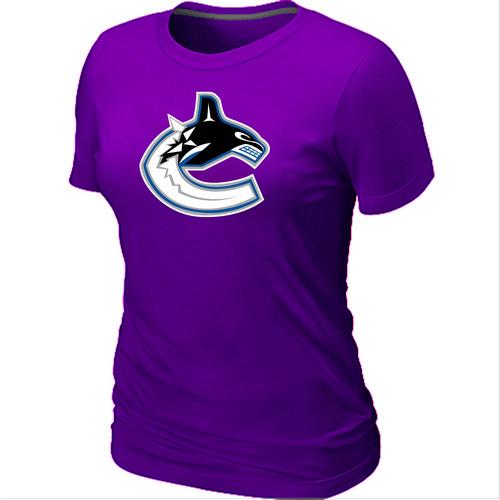 Cheap Women Vancouver Canucks Big & Tall Logo Purple NHL T-Shirt