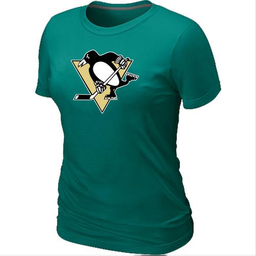 Cheap Women Pittsburgh Penguins Big & Tall Logo L.Green NHL T-Shirt