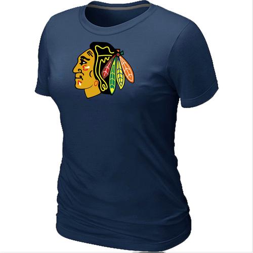 Cheap Women Chicago Blackhawks Big & Tall D.Blue Logo NHL T-Shirt