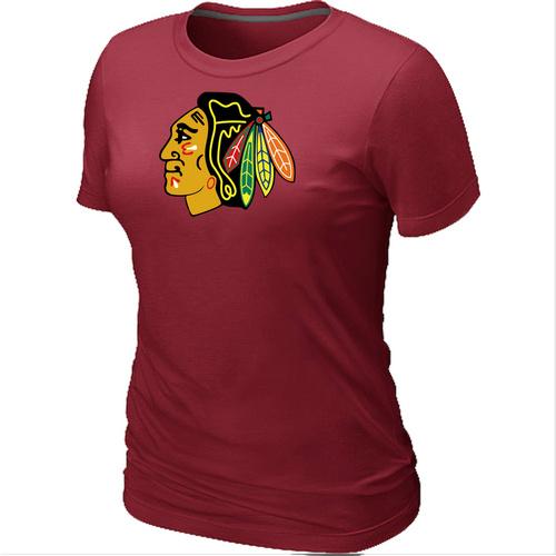 Cheap Women Chicago Blackhawks Big & Tall Red Logo NHL T-Shirt