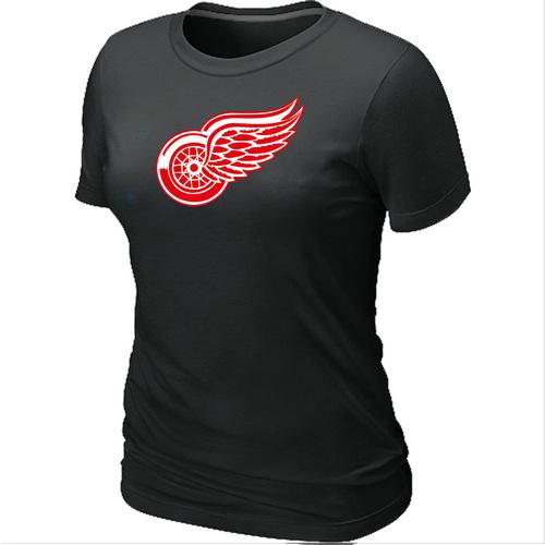 Cheap Women Detroit Red Wings Big & Tall Logo Black NHL T-Shirt