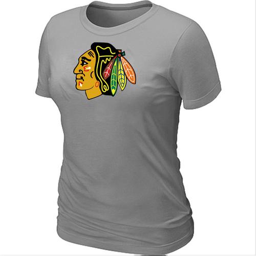 Cheap Women Chicago Blackhawks Big & Tall L.Grey Logo NHL T-Shirt