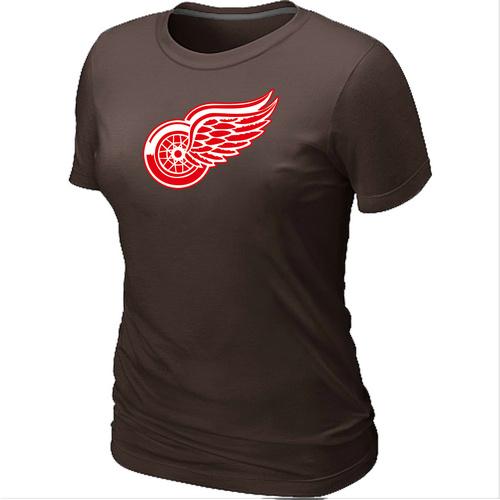 Cheap Women Detroit Red Wings Big & Tall Logo Brown NHL T-Shirt