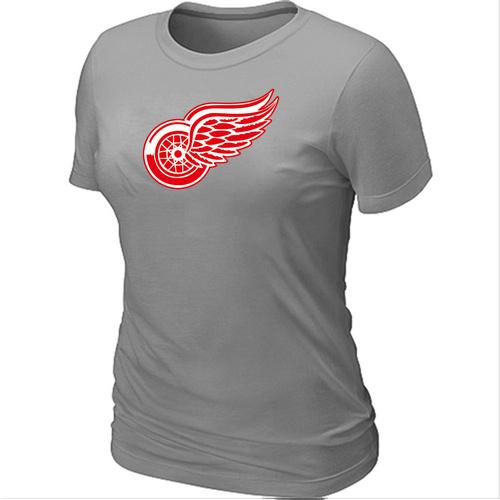Cheap Women Detroit Red Wings Big & Tall Logo L.Grey NHL T-Shirt