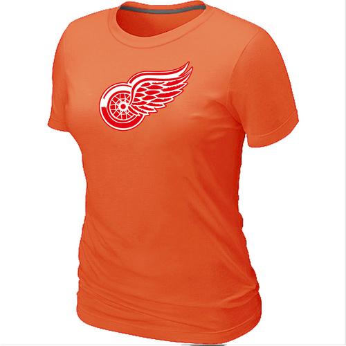 Cheap Women Detroit Red Wings Big & Tall Logo Orange NHL T-Shirt