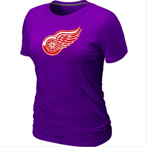 Cheap Women Detroit Red Wings Big & Tall Logo Purple NHL T-Shirt