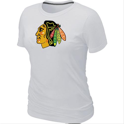 Cheap Women Chicago Blackhawks Big & Tall White Logo NHL T-Shirt