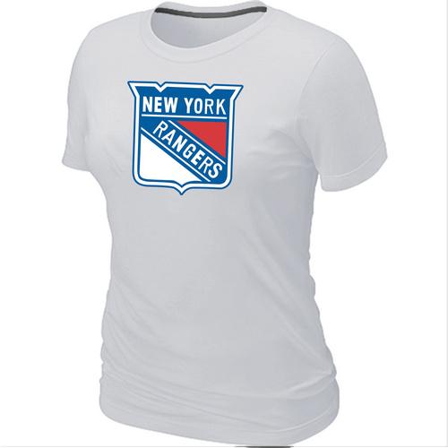 Cheap Women New York Rangers Big & Tall Logo White NHL T-Shirt