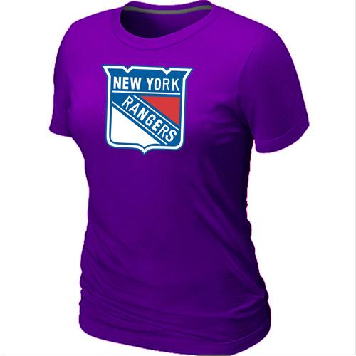 Cheap Women New York Rangers Big & Tall Logo Purple NHL T-Shirt