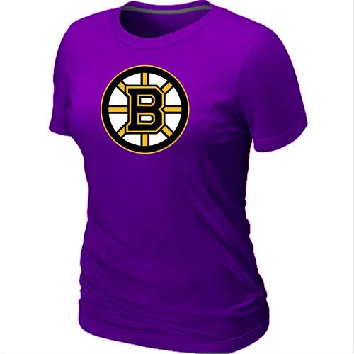 Cheap Women Boston Bruins Big & Tall Logo Purple NHL T-Shirt