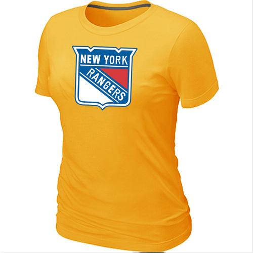 Cheap Women New York Rangers Big & Tall Logo Yellow NHL T-Shirt