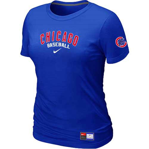 Cheap Women Chicago Cubs Nike Blue Short Sleeve Practice MLB Baseball T-Shirt