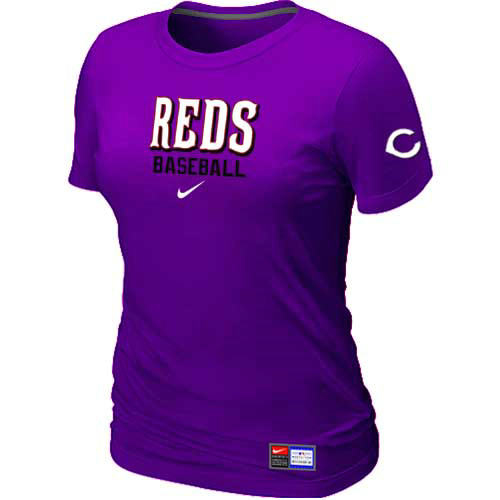 Cheap Women Cincinnati Reds Nike Purple Short Sleeve Practice MLB Baseball T-Shirt