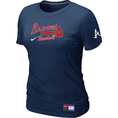 Cheap Women Atlanta Braves Nike D.Blue Short Sleeve Practice MLB Baseball T-Shirt