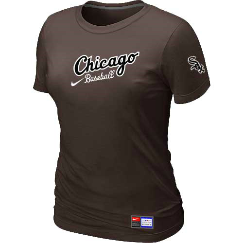 Cheap Women Chicago White Sox Nike Brown Away Practice MLB Baseball T-Shirt