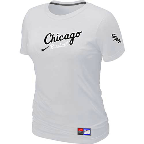 Cheap Women Chicago White Sox Nike White Away Practice MLB Baseball T-Shirt