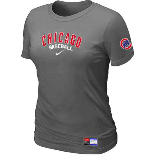 Cheap Women Chicago Cubs Nike D.Grey Short Sleeve Practice MLB Baseball T-Shirt