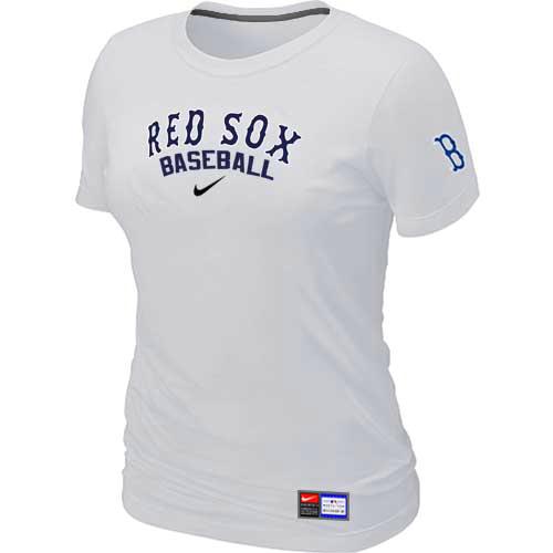 Cheap Women Boston Red Sox Nike White Short Sleeve Practice MLB Baseball T-Shirt