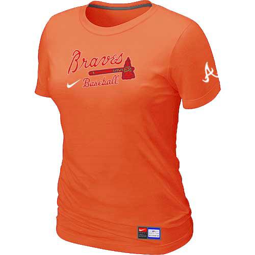 Cheap Women Atlanta Braves Nike Orange Short Sleeve Practice MLB Baseball T-Shirt