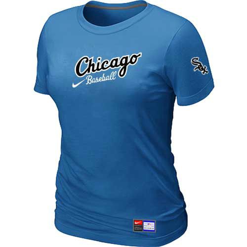 Cheap Women Chicago White Sox Nike L.blue Away Practice MLB Baseball T-Shirt