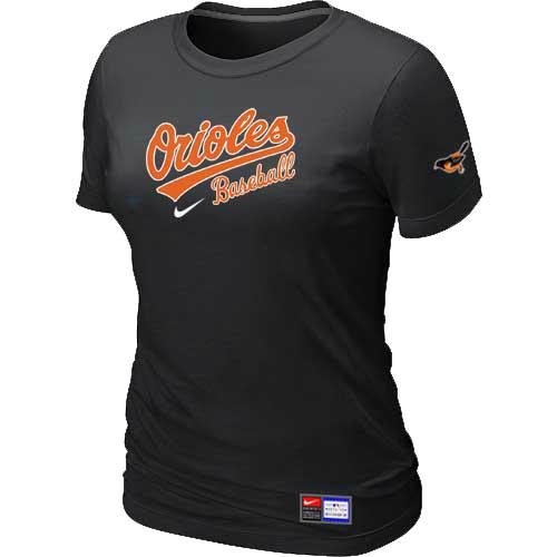 Cheap Women Baltimore Orioles Nike Black Short Sleeve Practice MLB Baseball T-Shirt