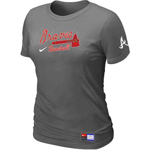 Cheap Women Atlanta Braves Nike D.Grey Short Sleeve Practice MLB Baseball T-Shirt