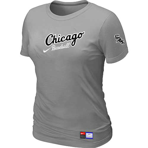 Cheap Women Chicago White Sox Nike L.Grey Away Practice MLB Baseball T-Shirt