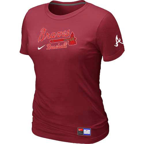 Cheap Women Atlanta Braves Nike Red Short Sleeve Practice MLB Baseball T-Shirt