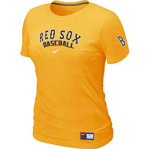 Cheap Women Boston Red Sox Nike Yellow Short Sleeve Practice MLB Baseball T-Shirt