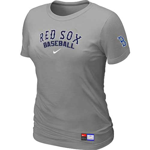 Cheap Women Boston Red Sox Nike L.Grey Short Sleeve Practice MLB Baseball T-Shirt