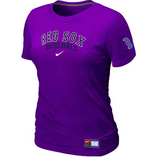 Cheap Women Boston Red Sox Nike Purple Short Sleeve Practice MLB Baseball T-Shirt