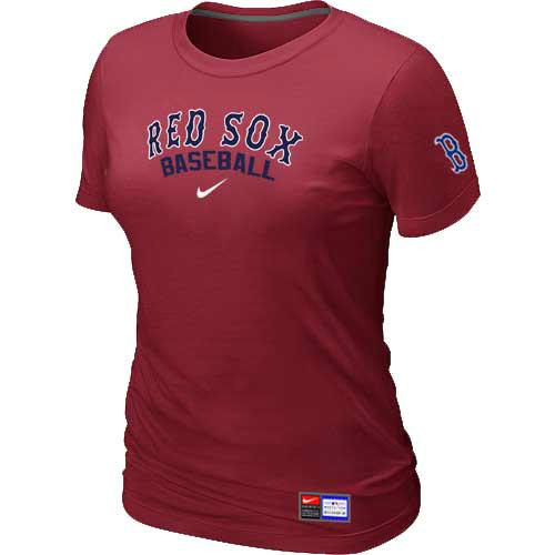 Cheap Women Boston Red Sox Nike Red Short Sleeve Practice MLB Baseball T-Shirt