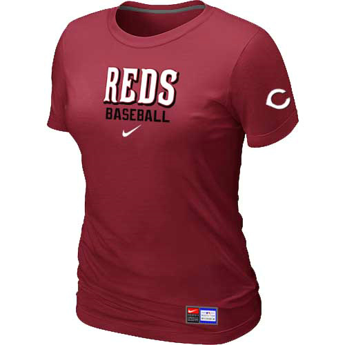 Cheap Women Cincinnati Reds Nike Red Short Sleeve Practice MLB Baseball T-Shirt