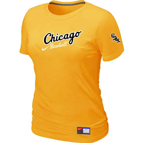 Cheap Women Chicago White Sox Nike Yellow Away Practice MLB Baseball T-Shirt