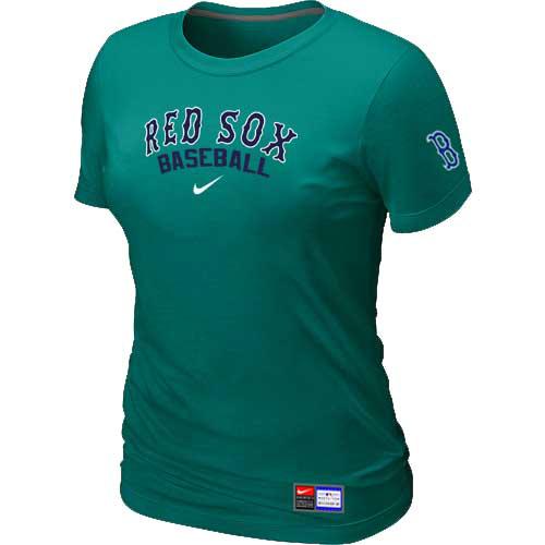 Cheap Women Boston Red Sox Nike L.Green Short Sleeve Practice MLB Baseball T-Shirt