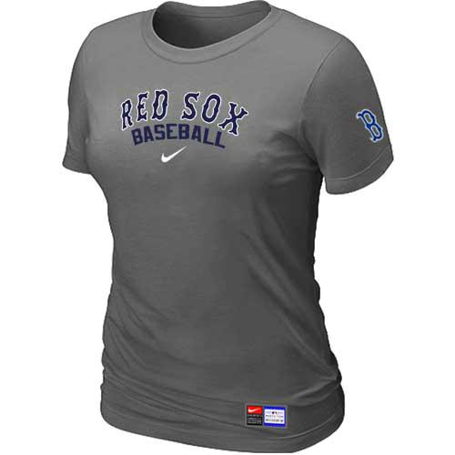 Cheap Women Boston Red Sox Nike D.Grey Short Sleeve Practice MLB Baseball T-Shirt