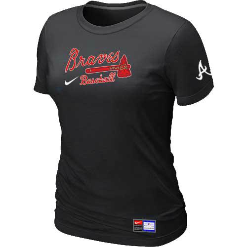 Cheap Women Atlanta Braves Nike Black Short Sleeve Practice MLB Baseball T-Shirt