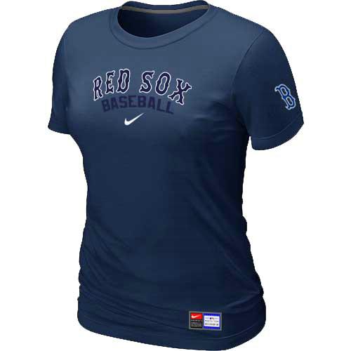 Cheap Women Boston Red Sox Nike D.Blue Short Sleeve Practice MLB Baseball T-Shirt