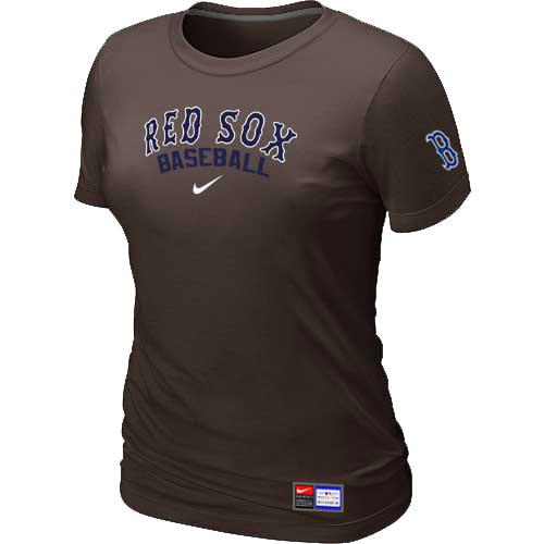 Cheap Women Boston Red Sox Nike Brown Short Sleeve Practice MLB Baseball T-Shirt