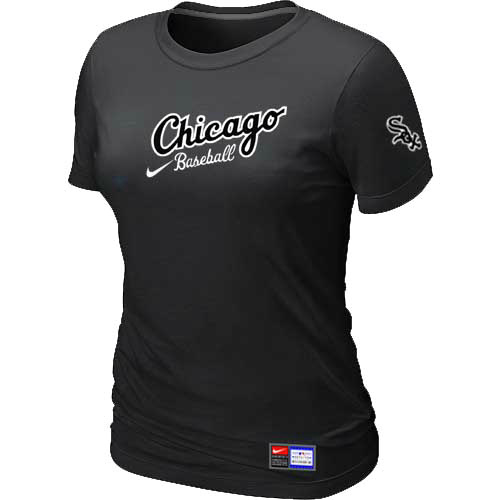 Cheap Women Chicago White Sox Nike Black Away Practice MLB Baseball T-Shirt