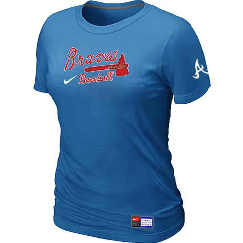 Cheap Women Atlanta Braves Nike L.blue Short Sleeve Practice MLB Baseball T-Shirt