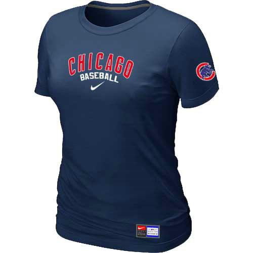 Cheap Women Chicago Cubs Nike D.Blue Short Sleeve Practice MLB Baseball T-Shirt