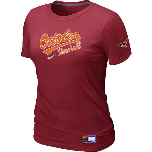 Cheap Women Baltimore Orioles Nike Red Short Sleeve Practice MLB Baseball T-Shirt