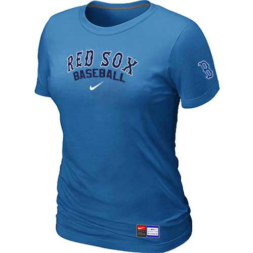 Cheap Women Boston Red Sox Nike L.blue Short Sleeve Practice MLB Baseball T-Shirt