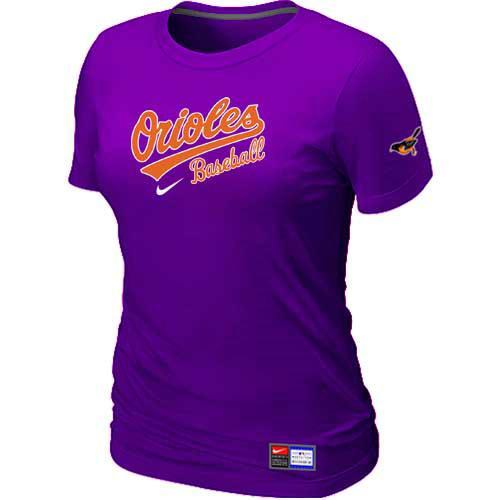 Cheap Women Baltimore Orioles Nike Purple Short Sleeve Practice MLB Baseball T-Shirt