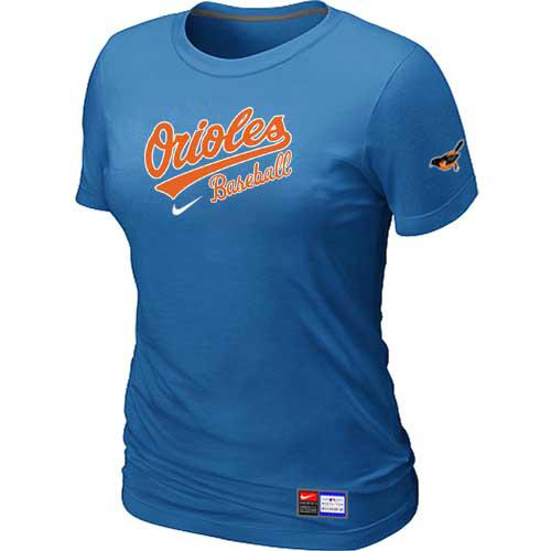 Cheap Women Baltimore Orioles Nike L.blue Short Sleeve Practice MLB Baseball T-Shirt