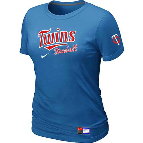 Cheap Women Minnesota Twins Nike L.blue Short Sleeve Practice MLB Baseball T-Shirt