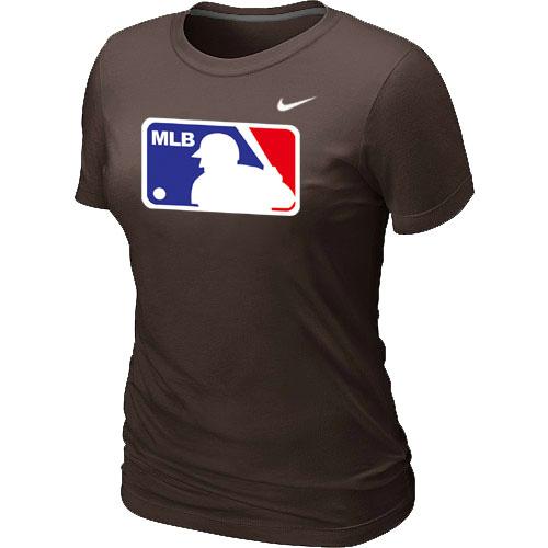 Cheap Women MLB Logo Heathered Nike Brown Blended MLB Baseball T-Shirt