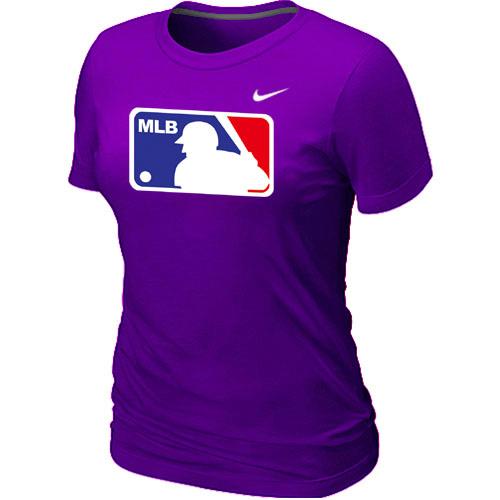Cheap Women MLB Logo Heathered Nike Purple Blended MLB Baseball T-Shirt